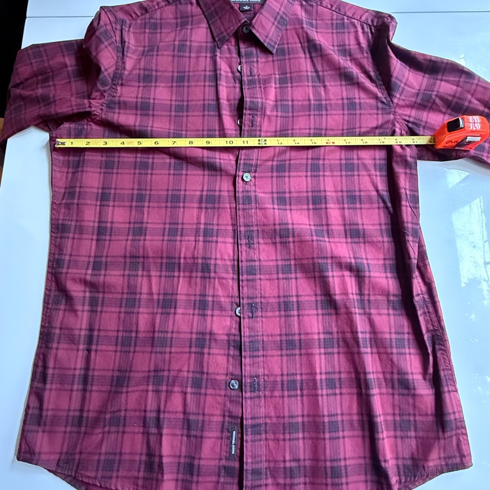 Michael Kors Men's Casual Plaid Shirt - Burgundy